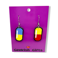 Retro Pixel Pills Faux Leather Earrings
