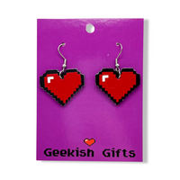 Pixel Heart Faux Leather Earrings