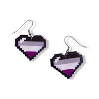Asexual Pride Pixel Heart Earrings