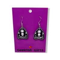 Ouija Board Planchette Faux Leather Earrings