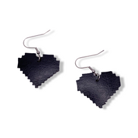 Pansexual Pride Pixel Heart Faux Leather Earrings
