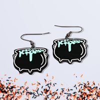 Witches Cauldron Glow In The Dark Earrings