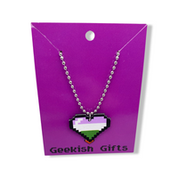 Gender Queer Pixel Heart Necklace