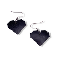 Non- Binary Pride Pixel Heart Faux Leather Earrings