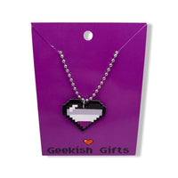 Asexual Pride Pixel Heart Necklace