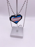 Trans Pride Pixel Heart Faux Leather Necklace