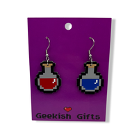 Pixel Potions HP and MP Faux Leather Earrings