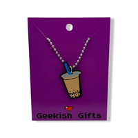 Milk Boba Tea Faux Leather Necklace