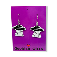 UFO Holographic Faux Leather Earrings