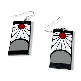 Hanafuda Card Cosplay Faux Leather Earrings