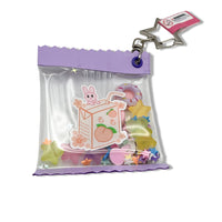 Peach Juice Bunny Shaker Keychain