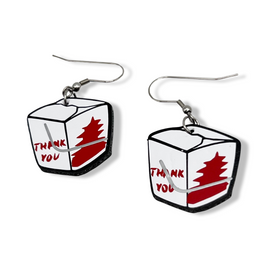 Takeout Box Faux Leather Earrings