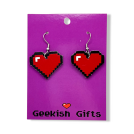 Pixel Heart Faux Leather Earrings