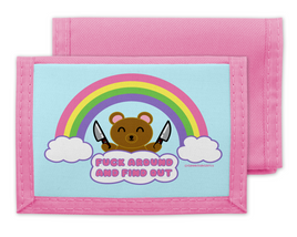 F Around and Find Out Kawaii Bear Tri-fold Nylon Wallet (NSFW)