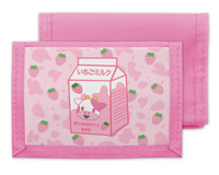 Strawberry Milk Cow Nylon Tri-fold Wallet