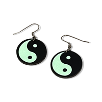 Yin Yang Glow In The Dark Faux Leather Earrings