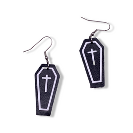 Coffin Faux Leather Lightweight Earrings