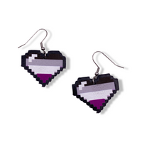 Asexual Pride Pixel Heart Faux Leather Earrings