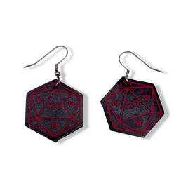 D20 Table Top Gaming Dice Faux Leather Earrings