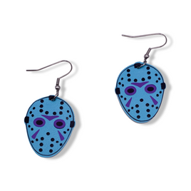 Hockey Mask Killer Lightweight Earrings - Retro Video Game Version