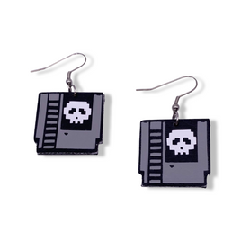 Retro Video Game Cartridge Faux Leather Earrings