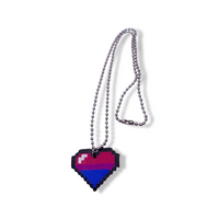 Bisexual Pride Pixel Heart Faux Leather Necklace