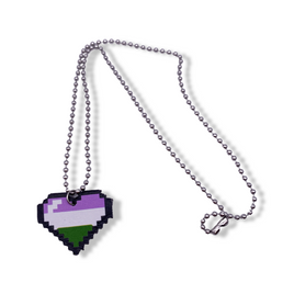 Gender Queer Pixel Heart Necklace