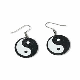 Yin Yang Glow In The Dark Faux Leather Earrings