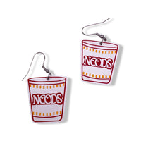 Noodle Cup Faux Leather Earrings
