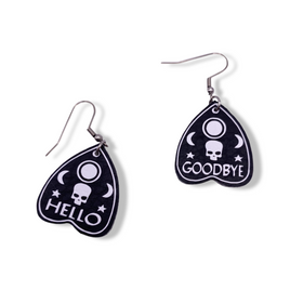 Ouija Board Planchette Faux Leather Earrings