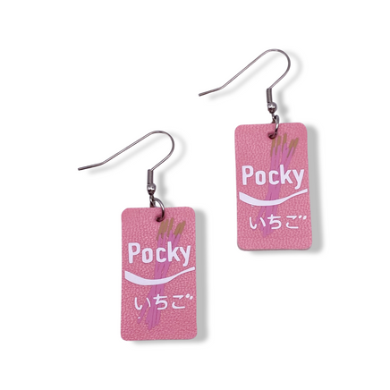Japanese Snack Strawberry Pocky Clip on Earrings