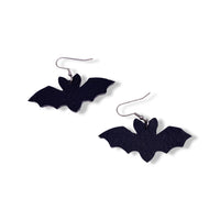 Glow In The Dark Bat Faux Leather Earrings