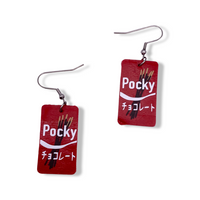 Chocolate Pocky Japanese Biscuit Snack Faux Leather Earrings