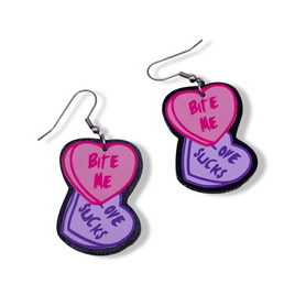 Candy Hearts Faux Leather Earrings