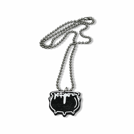 Witch Cauldron Glow In The Dark Faux Leather Necklace