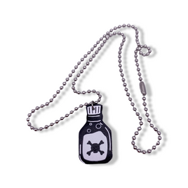 Glow In The Dark Poison Bottle Faux Leather Necklace