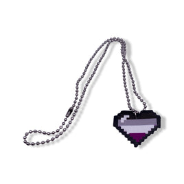 Asexual Pride Pixel Heart Faux Leather Necklace
