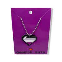 Asexual Pride Pixel Heart Faux Leather Necklace