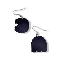 Retro Gaming Pac and Ghost Faux Leather Earrings