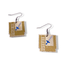 Gold Retro Video Game Cartridge Faux Leather  Earrings
