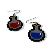 Pixel Potions HP and MP Faux Leather Earrings