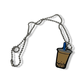 Milk Boba Tea Faux Leather Necklace