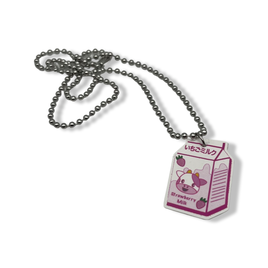 Strawberry Milk Faux Leather Necklace