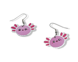 UV Color Change Holographic Axolotl Earrings