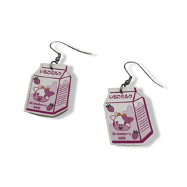 Strawberry Milk Faux Leather Earrings