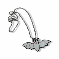 Glow In The Dark Bat Faux Leather Necklace